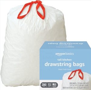 Paquete negro para el hogar, corbata, cubo de basura, saco de basura, bolsas de plástico con cordón, bolsa de basura en rollo con cuerda con cordón - Product Image 5