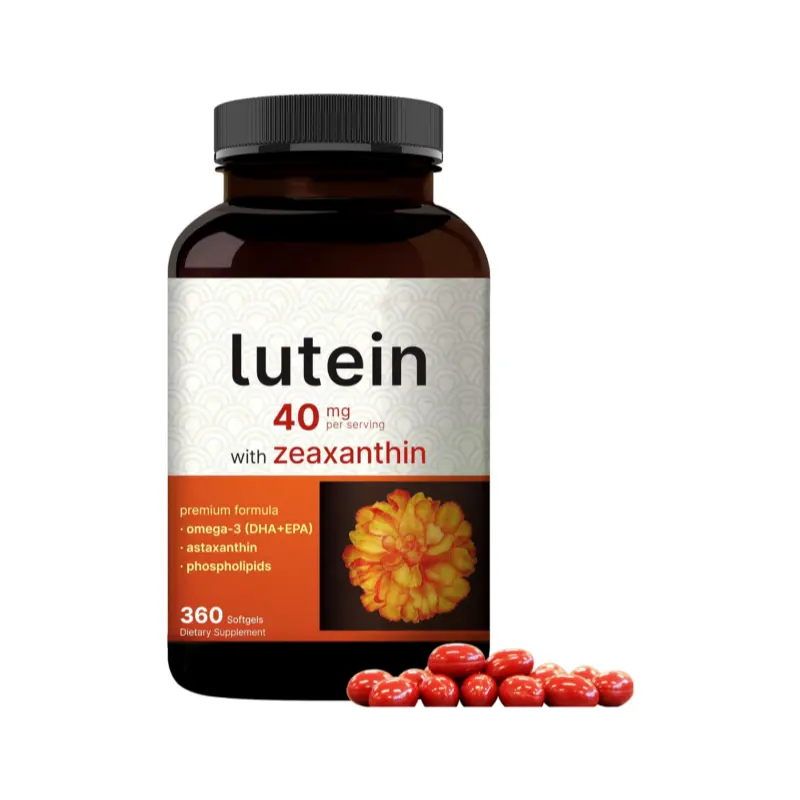 Lutein Softgels con extracto de flor de caléndula, vitaminas antioxidantes para los ojos para mujeres y hombres, soporte para personalización de logotipos y etiquetas