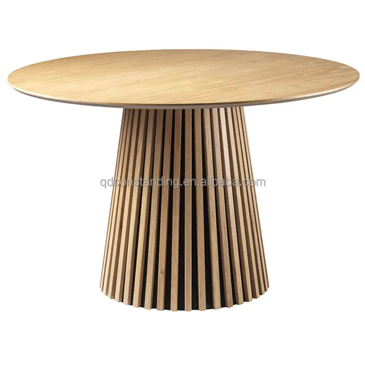OEM OM, Фабричный популярный стиль, современный натуральный цвет, столешник из массива дерева, решетчатый базовый обеденный стол, круглый обеденный стол