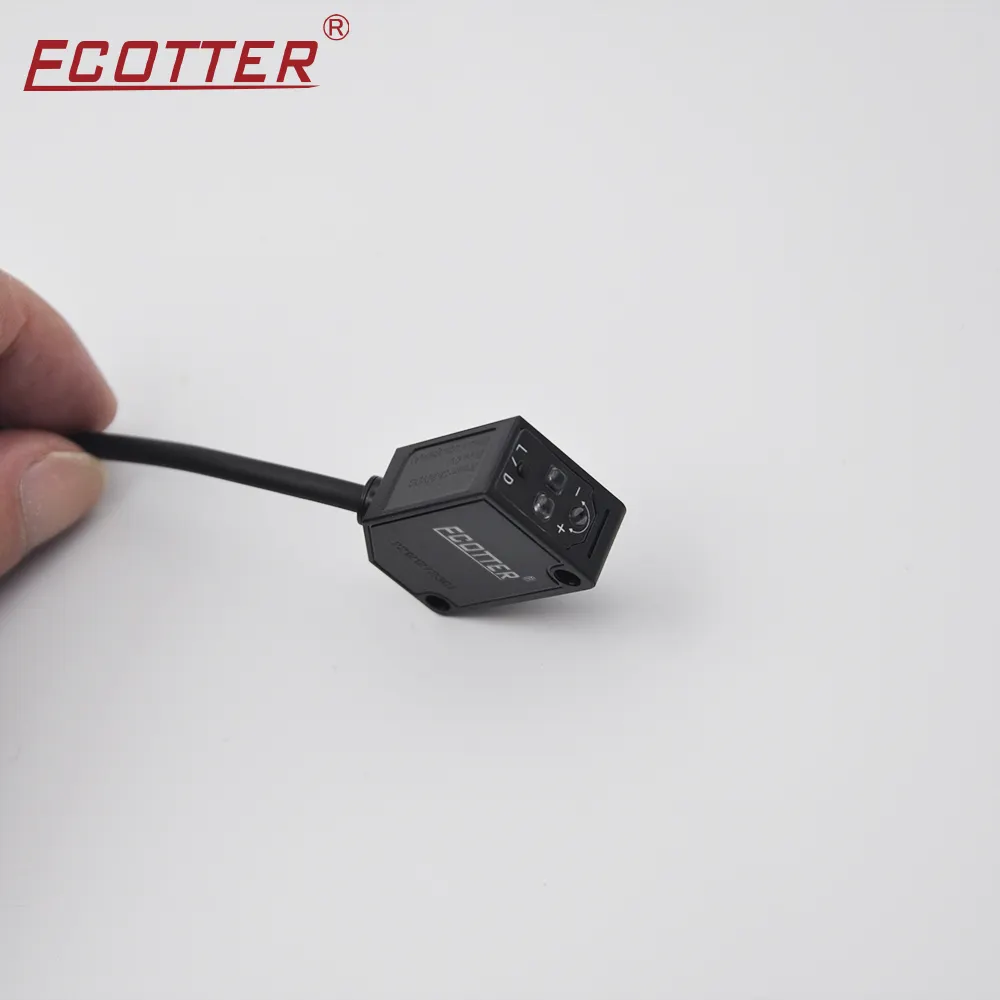 ECOTTER Sensor Láser de Supresión de Fondo, Interruptor Fotoeléctrico Reflectante, Independiente de Color, Pequeño Punto de Luz