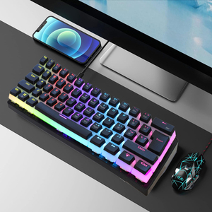 Teclado mecánico de oficina de 61 teclas, teclado de diseño ergonómico retroiluminado, teclado de ordenador para juegos con cable barato
