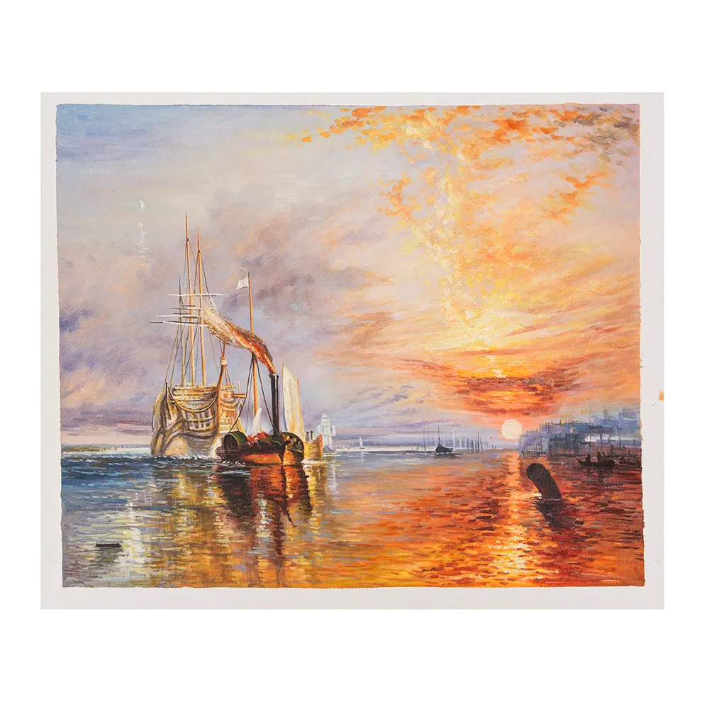 Decoração colorida famosa arte personalizada Seascape barco cenário Handmade Sunset pintura a óleo sobre tela