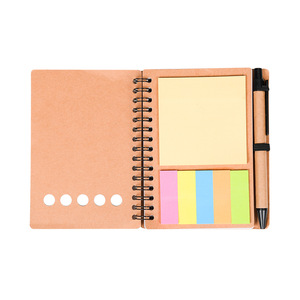 Cuaderno en espiral con Logo personalizado, Bloc de notas con cubierta de papel Kraft, notas adhesivas y bolígrafo ecológico