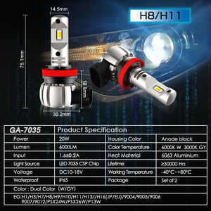 GView GA7035 H8 H11 LEDヘッドライトオートフォグライト6500K色温度カーLEDライトアクセサリー - Product Image 6