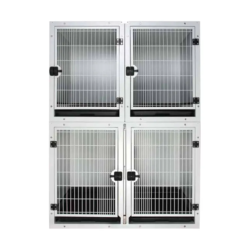 Full Bank Stackable Veterinary Stainless Steel Dog Kennels Metal Dog Cages for Sale