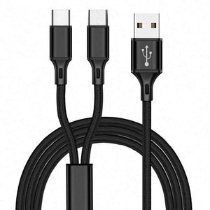 Wholesale <strong>2</strong> in 1 Nylon Charging Cable Data Micro <strong>Usb</strong> Type-c Fast Charge Two-in-<strong>one</strong> Nylon Braided Data Cable - Product Image 1