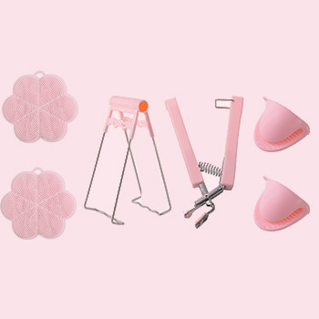Conjunto de seis piezas rosa