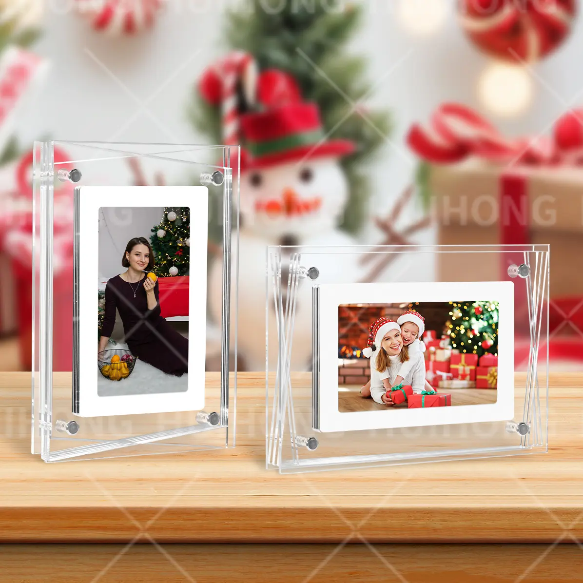 Regalo de Navidad colorido, el primer álbum electrónico transparente NFT del mundo, reproductor de acrílico digital, marco de fotos de vídeo en movimiento