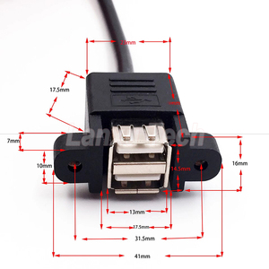 Dual USB Typ A 2 Ports Panel Mount USB an Dupont 9-poliges Header-Anschluss kabel - Product Image 2