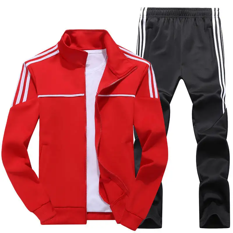 Üretici yeni tasarım erkek setleri spor iki adet setleri spor elbise ceket pantolon eşofman erkek eşofman
