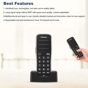 Sistema de intercomunicación inalámbrico recargable de 30 canales para el hogar, sistema de intercomunicación de puerta de teléfonos inalámbricos de mano para negocios en casa