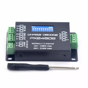 PX24506 DMX 512 Decoder Treiber 9A DMX 512 Verstärker 12V 24V LED DMX512 Controller für RGB LED Strip Lights