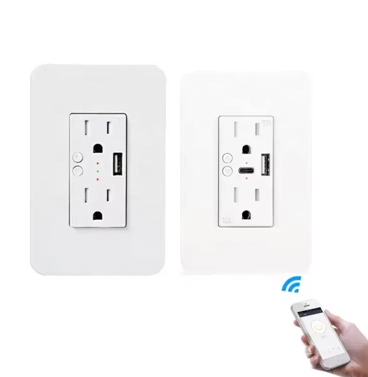 יציאת מטען WiFi מסוג C ותקן USB סטנדרטי בארה""ב שקע קיר חכם WiFi עם USB ושקע קיר חכם מסוג C