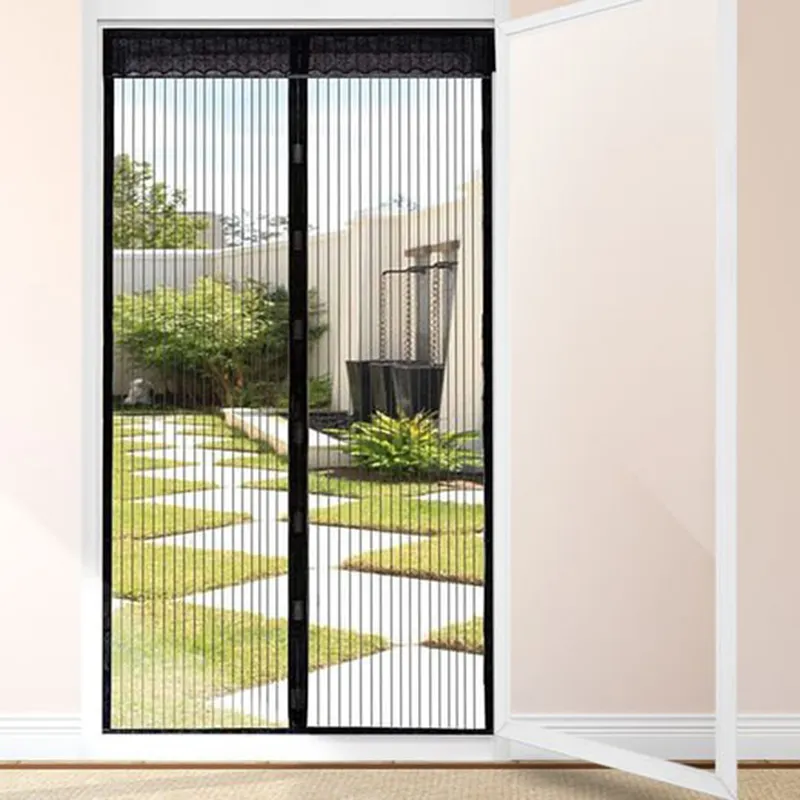 Высококачественная Полиэстеровая дверная сетка, декоративная Магнитная москитная сетка, мягкая дверная оконная занавеска