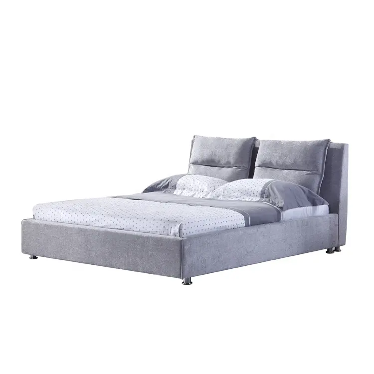 Conjunto de móveis de quarto moderno barato king size cama de tecido macio