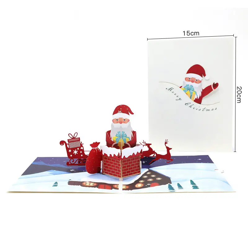 Biglietti pop-up personalizzati di natale 3d biglietti di auguri regalo di natale biglietti di auguri 3d artigianali di carta superiore