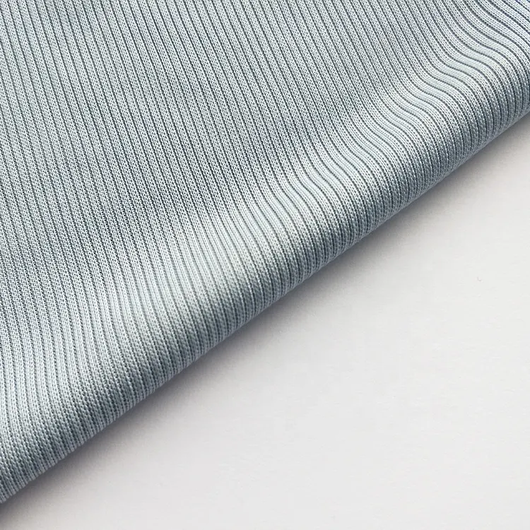 Chất Lượng Cao Trọng Lượng Nhẹ 100% Polyester 2 Way Stretch Ống Sườn Vải 1X1 Sườn Bơi Vải Dệt Kim
