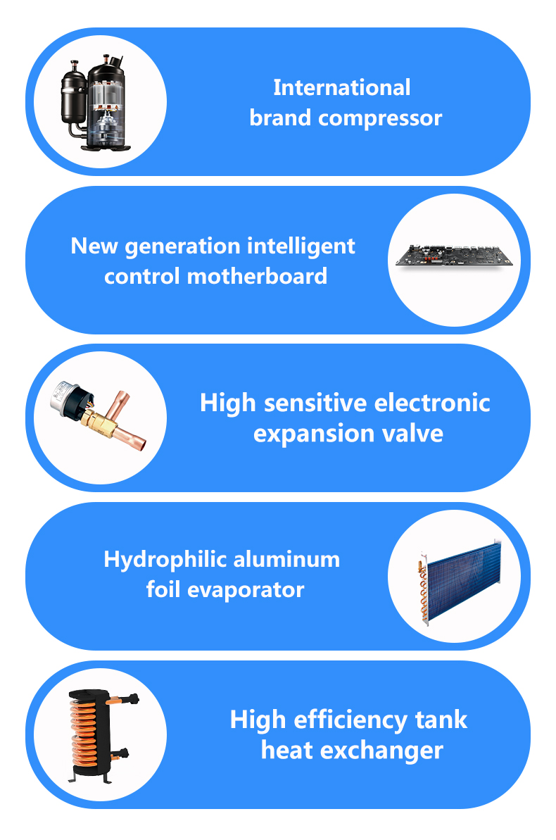 Jiumu Famous OEM brand new durable  low temperature evi air source hot water heat pump heating heater