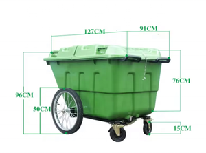 Carro de basura móvil de cuatro ruedas de plástico de 400 litros, contenedores de almacenamiento, cubo de basura de plástico, revestimiento de polvo, plástico Rectangular para exteriores - Product Image 4