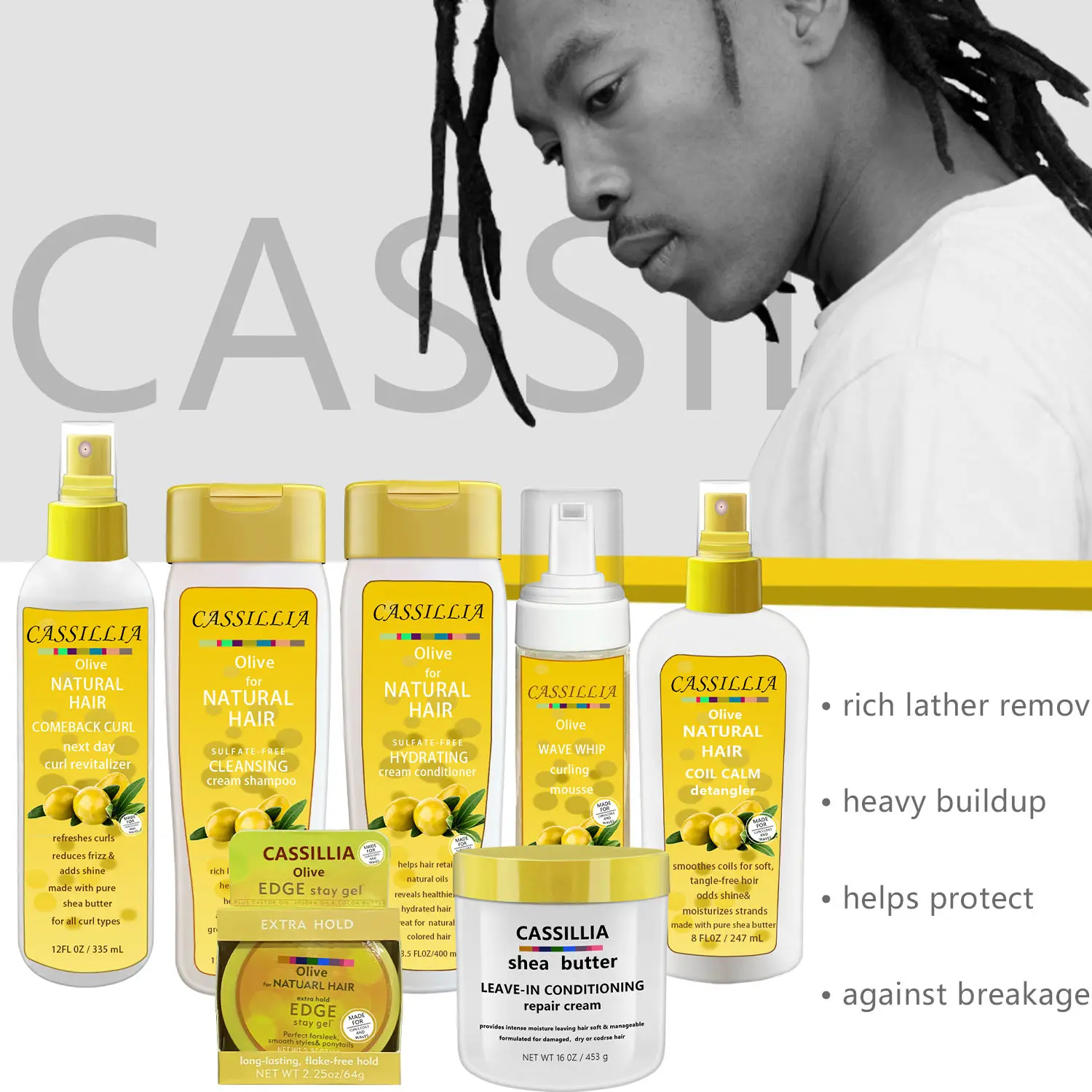 CASSILLIA oem odm-producto para el cuidado del cabello, producto para el cabello rizado, hidratante, natural, gran oferta, nuevo