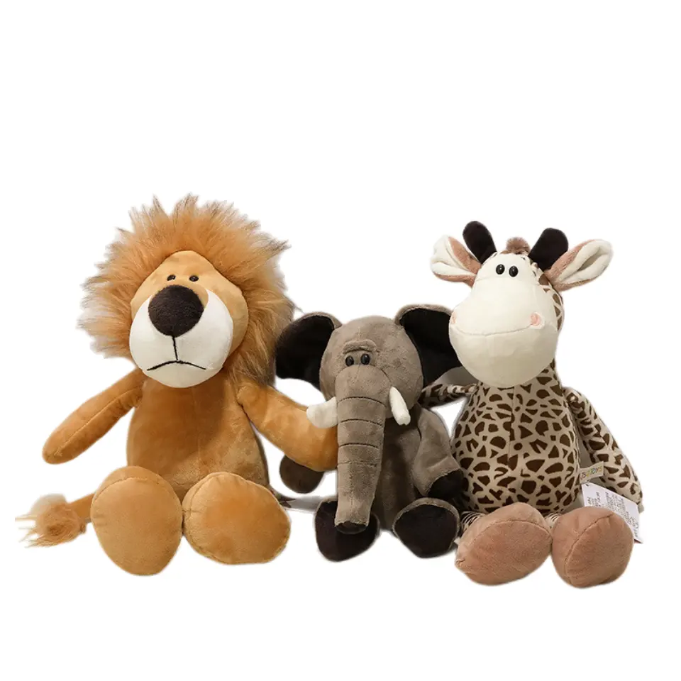 Allogogo-Juego de Peluches de jungla para niños y niñas, juguetes de peluche de animales de la selva, Kawaii, Tigre, mono, león, elefante, Safari