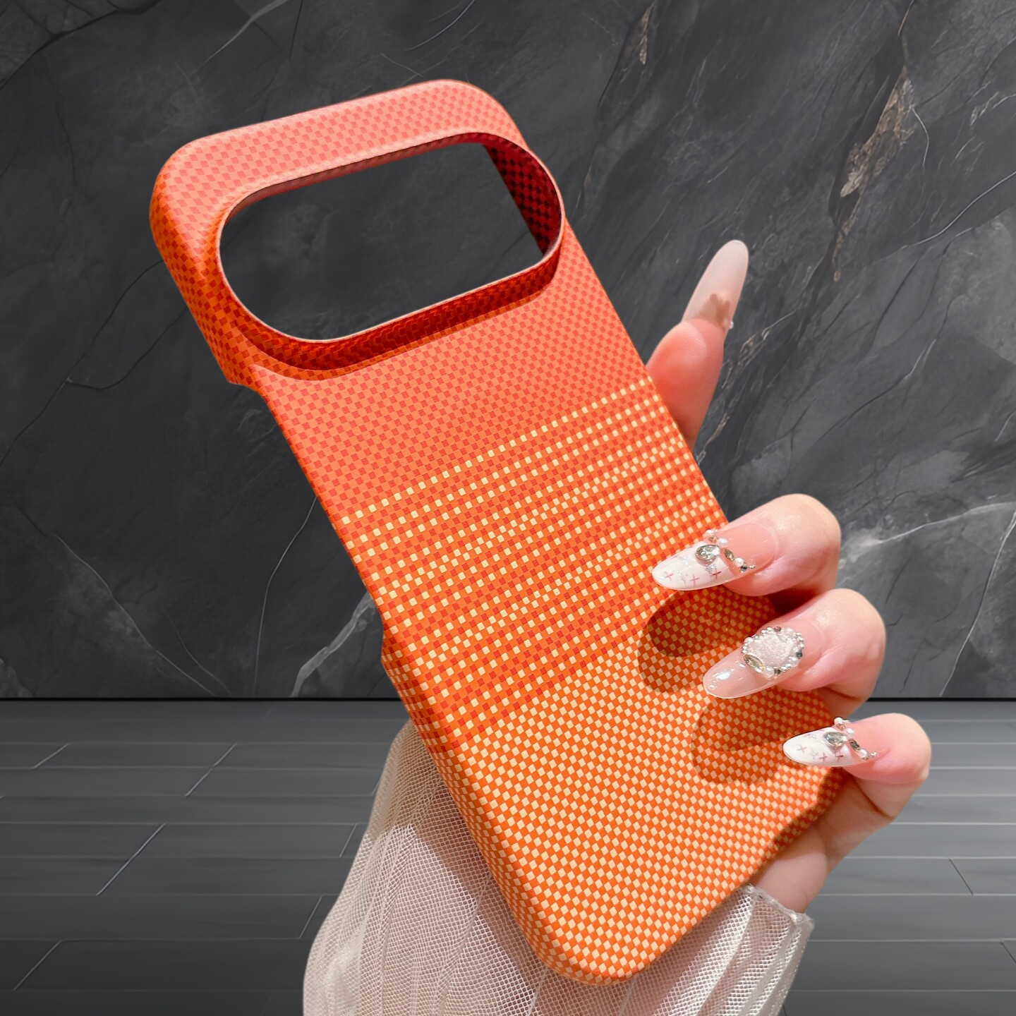 Motif à carreaux orange