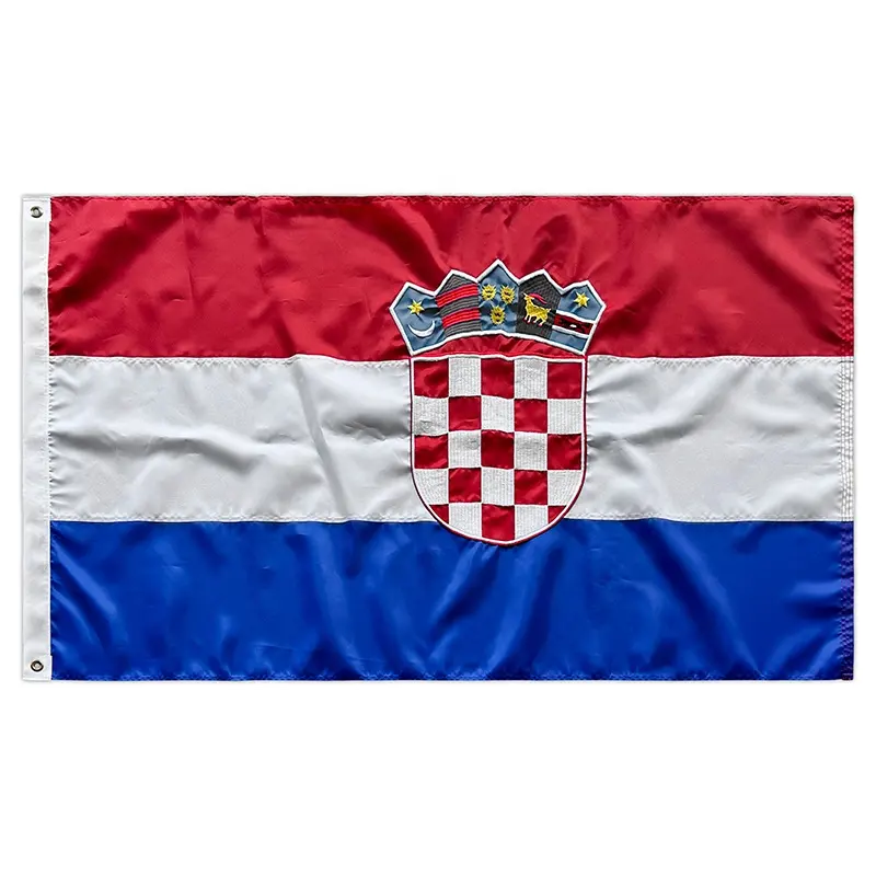 Bandiere nazionali di alta qualità in poliestere ricamato di croazia 90X150 Cm bandiera croata di grandi dimensioni