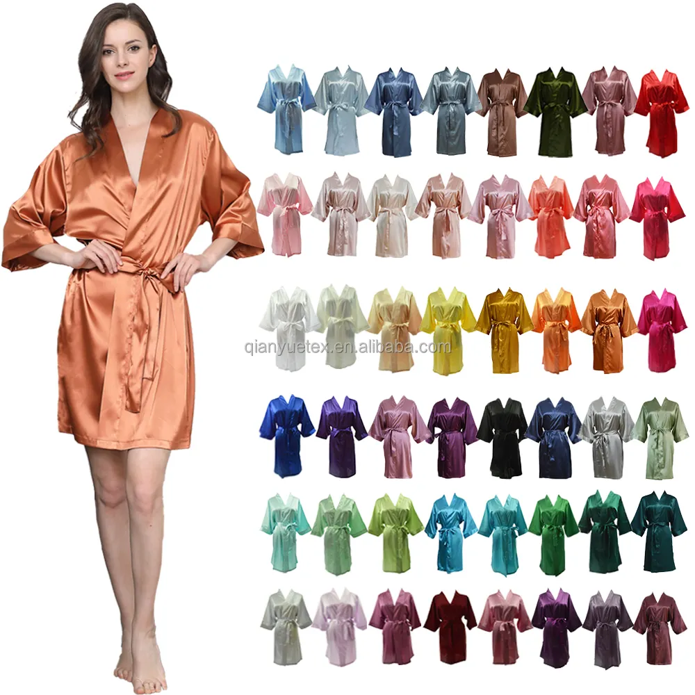 RTS โรงงานขายส่งขายร้อน 133 สีผ้าไหมเสื้อคลุมคราบเสื้อคลุมกิโมโนผู้หญิงเสื้อคลุมเพื่อนเจ้าสาวชุดนอน