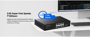 8พอร์ต2.5GE + 2พอร์ต10G SFP + 80G ความจุ16K MAC VLAN L2เลเยอร์สมาร์ทเดสก์ท็อปสวิตช์อีเธอร์เน็ตเมาท์สำหรับเครือข่าย