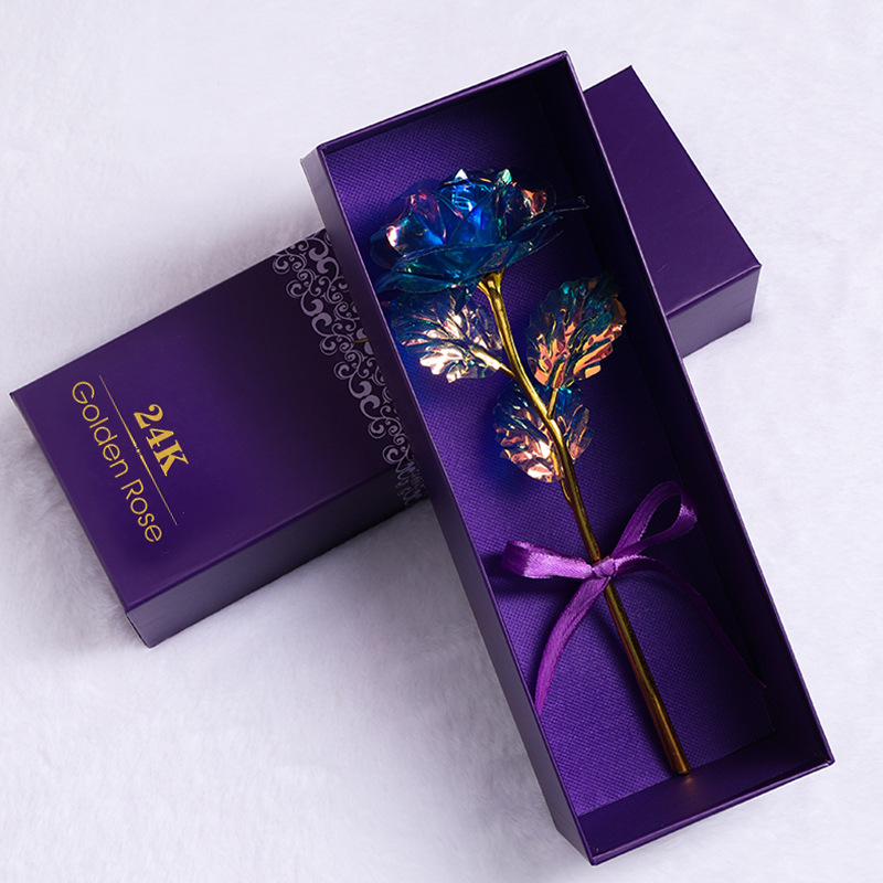 Boîte Violette Colorée Fleur Dorée - Nouveau Bleu
