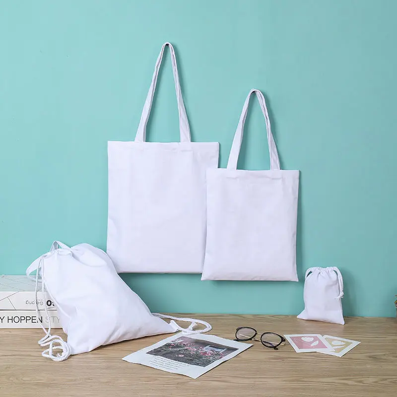 กระเป๋าผ้าใบสำหรับตกแต่งและงานประดิษฐ์สีขาวแบบทำมือ