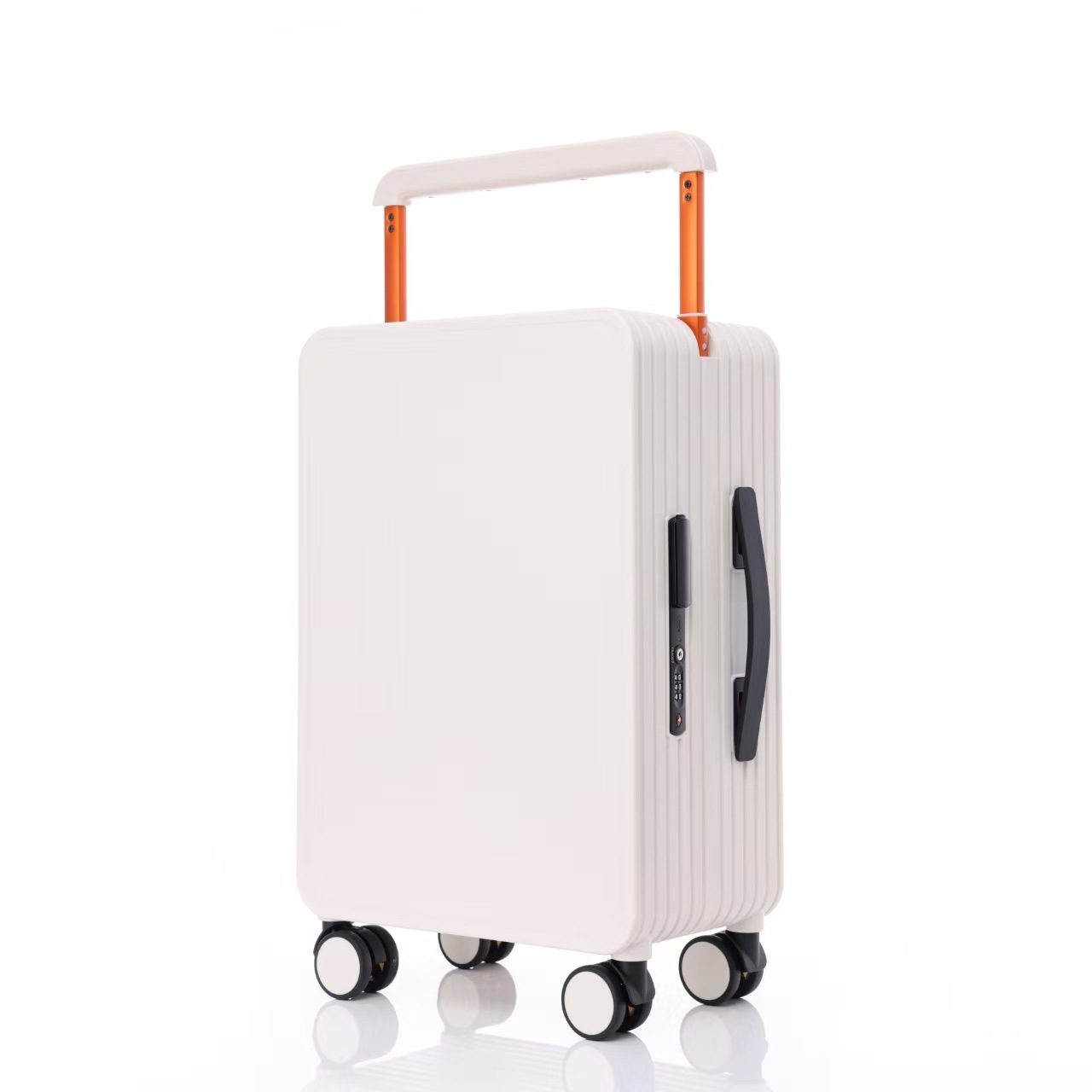 White suitcase lugage wide pull rod