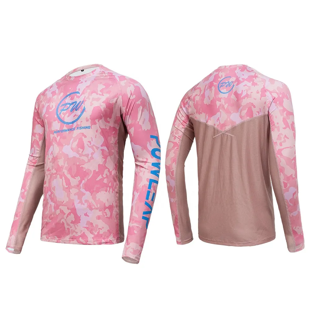 Camiseta protectora con estampado UV para mujer y niña, ropa de pesca de manga larga con malla, nueva moda