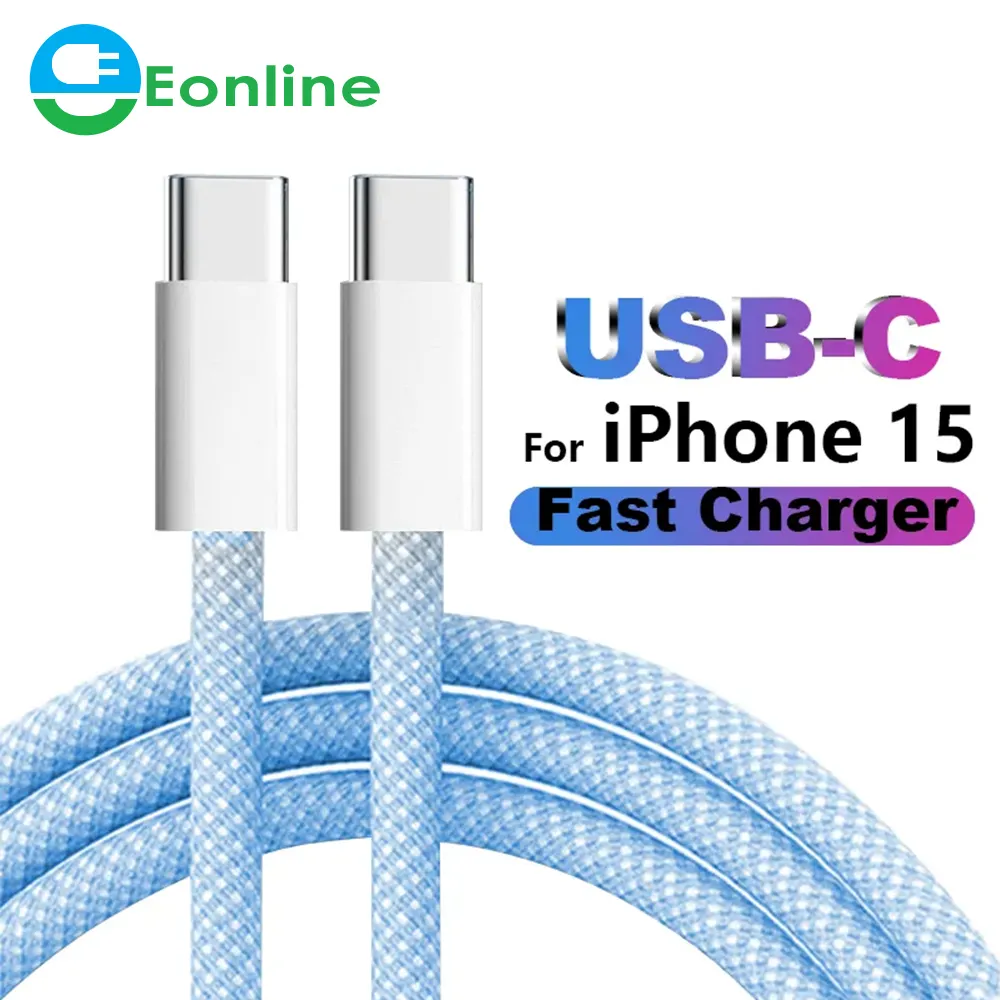 EONLINE 3D Original USB-C Schnell ladekabel Für Apple iPhone 15 Pro Max 15 Pro 15 Puls PD 60W USB-C Weben Lade daten