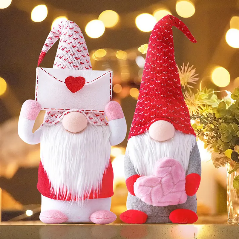 Muñecos de peluche hechos a mano para decoración de San Valentín, figuritas de regalo, adornos para el Día de San Valentín