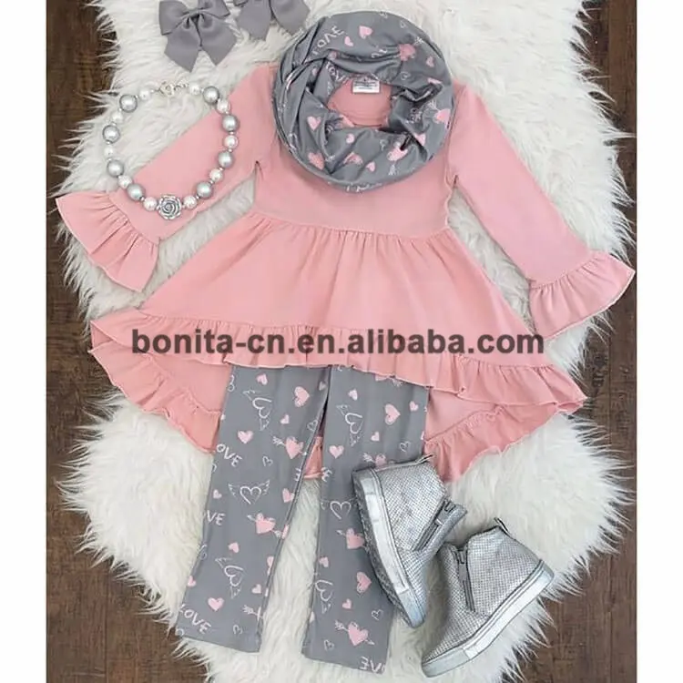 RTS abbigliamento per bambini san valentino vestito abbinato per bambini abbigliamento boutique per ragazze set autunno natale per bambini