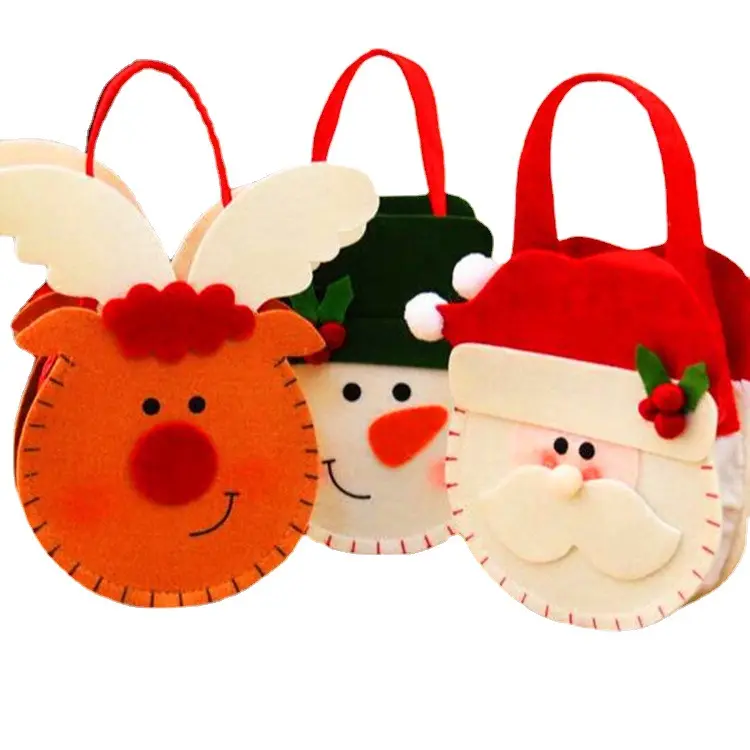 Нетканый материал, Рождественский Снеговик, Санта-Клаус, рождественские фетровые сумки, подарочные пакеты для детей, подарочные пакеты для конфет, рождественские украшения