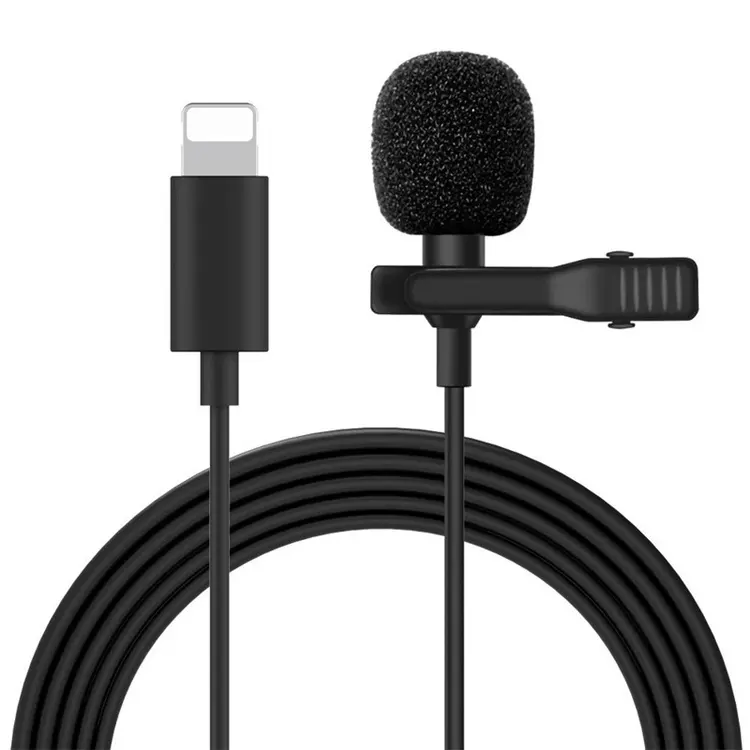 Cavo microfono 1.5m per iPhone X XR 11 Pro Max 7 8 Plus iPad Audio registrazione Video microfono a condensatore trasmissione in diretta risvolto Lavalier