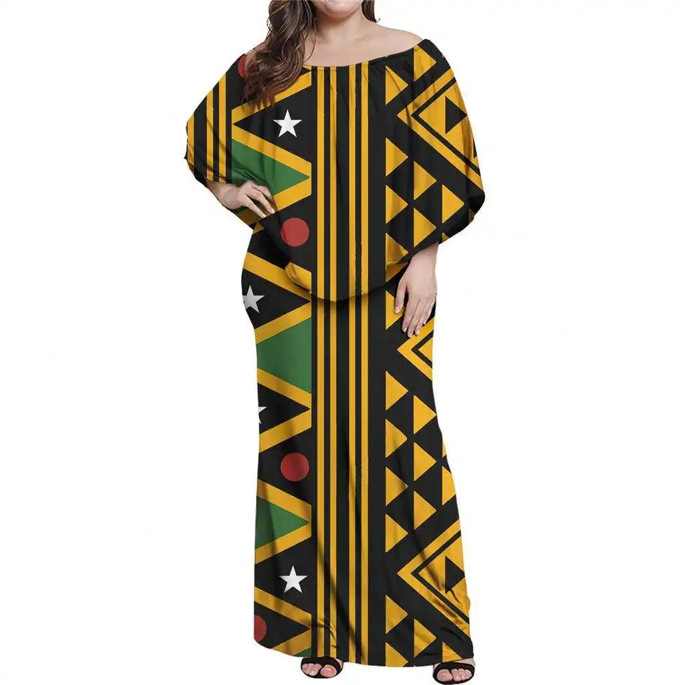 2024 da donna con spalle scoperte e arruffate lungo abito Maxi abito da donna Plus Size stile africano Poncho abito da donna