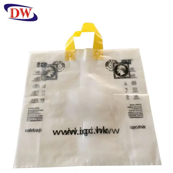 Ricicli logo stampato con manico flessibile in HDPE smerigliato indumento in plastica porta sacchetti di plastica