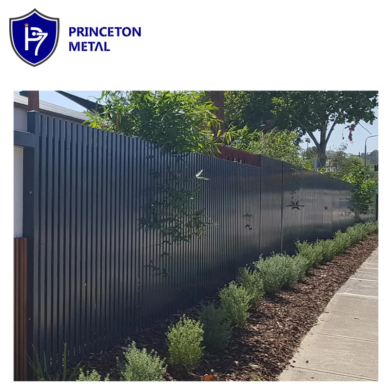 Verniciato a polvere usato giardino nero privacy recinzione a doghe in alluminio pannelli di recinzione verticale post