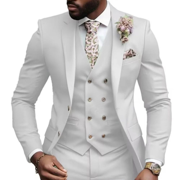 Blanc (veste + gilet + pantalon)