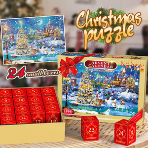 2024 New Design 24 Days Jigsaw Puzzles 1008 Pieces Warm Christmas Advent Calendar Puzzle Gift Smart <strong>Game</strong> for Kid Holiday - Product Image 3