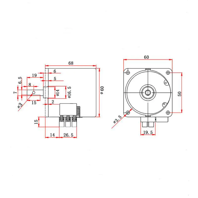 มอเตอร์โรตารี่ Ac 220v 68KTYZ เครื่องย่างโคมไฟเวที 28W มอเตอร์ซิงโครนัสแม่เหล็กถาวร