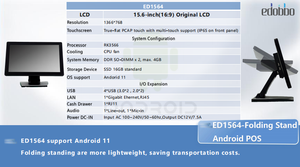Edobbo New 15.6 Inch <strong>Android</strong> Cash Register Pos Machine Touch Screen Cashier All in One Pos <strong>System</strong> <strong>Computer</strong> Payment <strong>System</strong> - Product Image 2