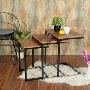 High Quality <strong>Nesting</strong> Coffee Side <strong>Table</strong> 3 Pieces Wood <strong>Nesting</strong> <strong>Tables</strong> Metal Frame Side Coffee <strong>Table</strong> - Product Image 3