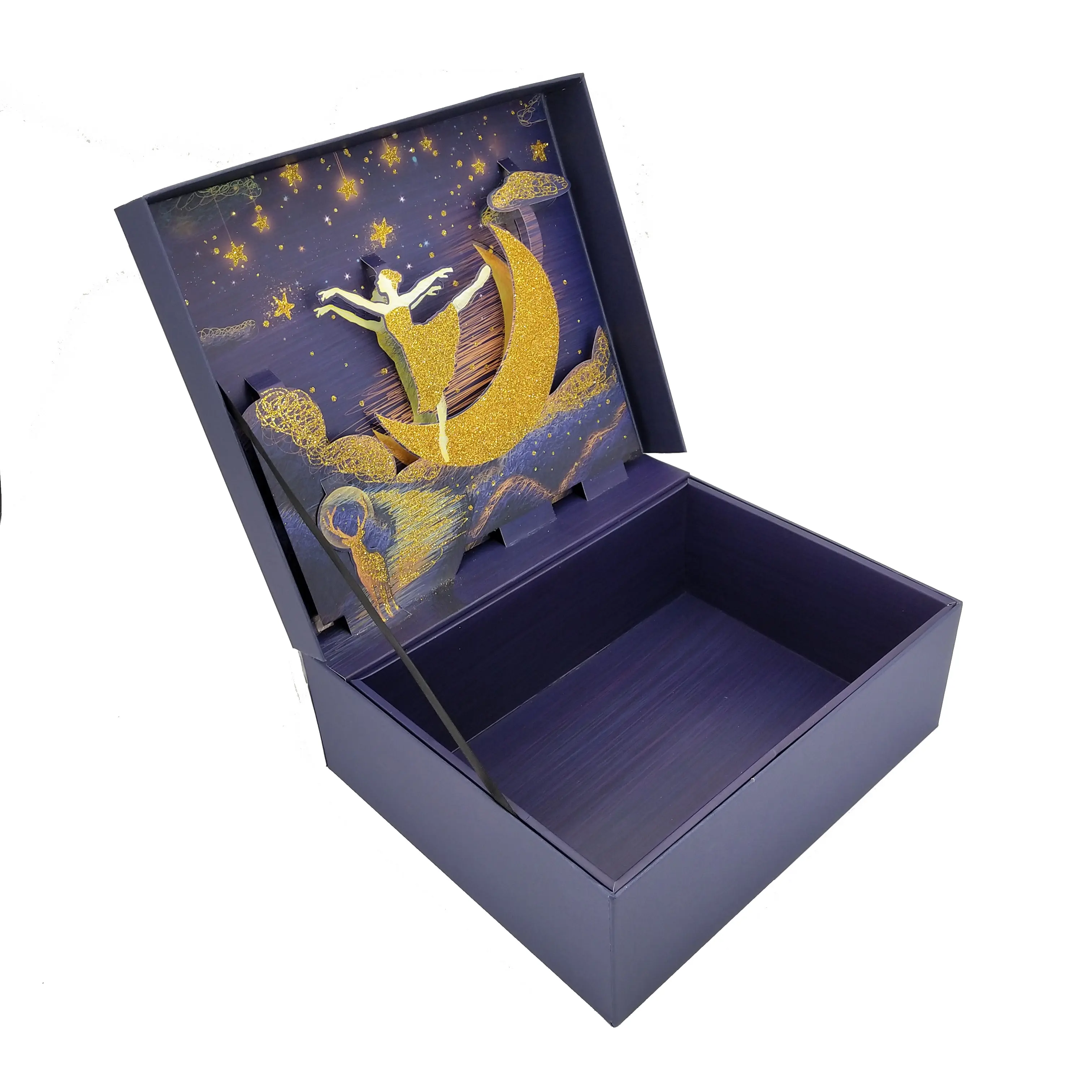 Caja de decoración de Navidad 3d de lujo, romántica, alta calidad, paquete de regalo