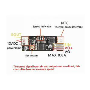 Single 12V 0.8A DC <strong>PWM</strong> 2-3 Wire Fan <strong>Temperature</strong> Control Speed <strong>Controller</strong> Chassis Computer Noise Reduction Module NTC - Product Image 4