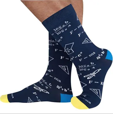 Calcetines con estampado de fórmula matemáticas para hombre y mujer, medias informales divertidas de tubo medio con diseño geométrico abstracto