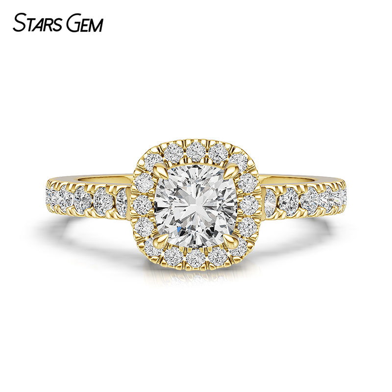 14K Yellow Gold-Cushion Cut